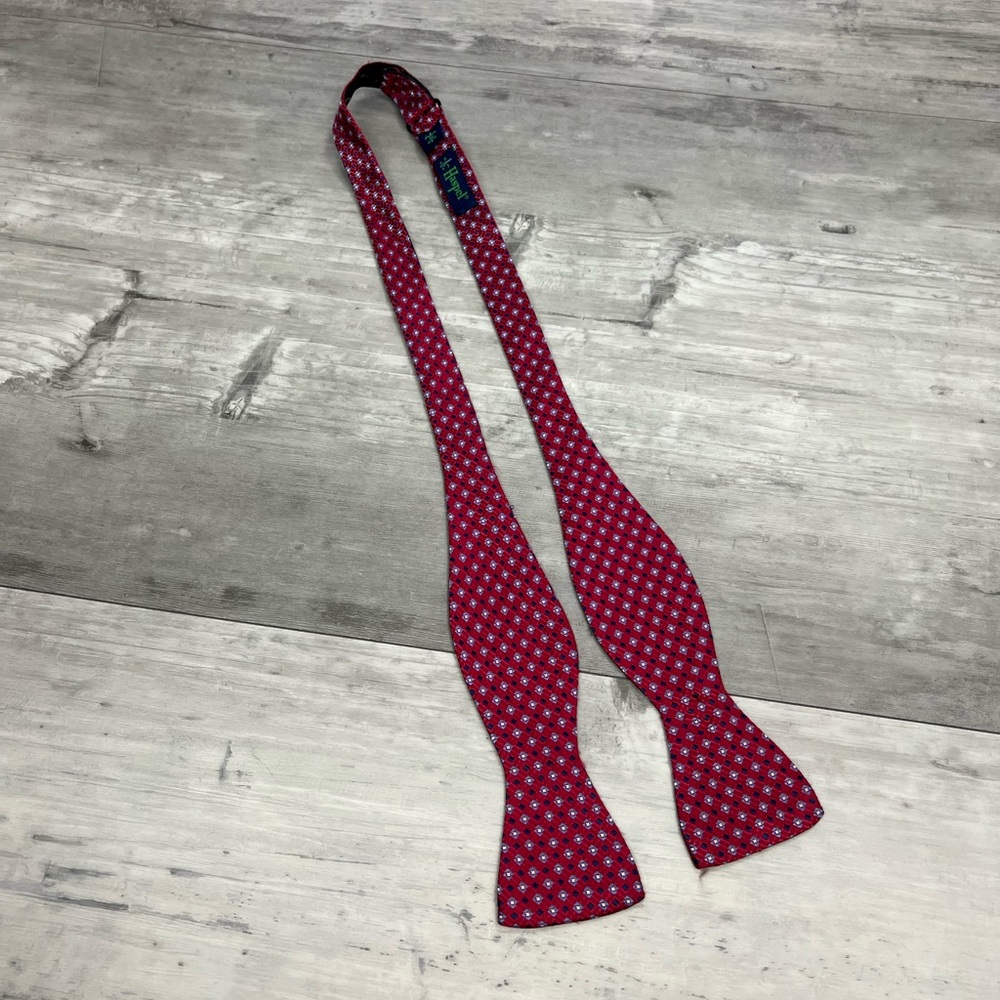 Haspel Red w/ Navy & Blue Check Silk Bowtie Bow Tie